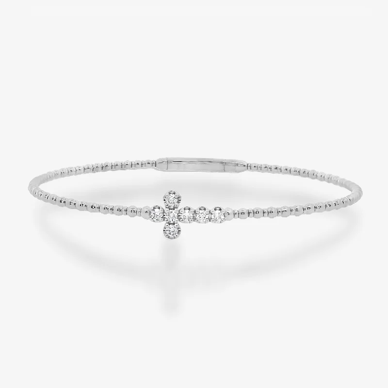 Ladies town sparkle bracelets -Bead It Cross Bangle Bracelet