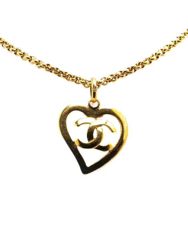 Ladies gothic bloom necklaces -Gold Plated Heart Pendant Necklace with Chain