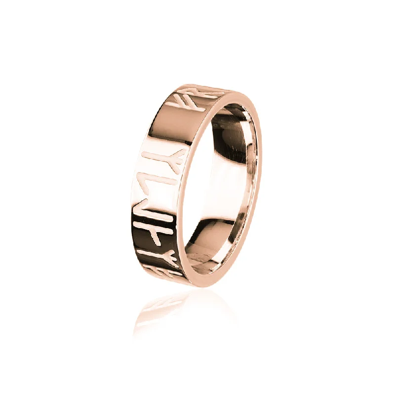 oxidized silver rings for women -Runic Rose Gold Ring RXR262