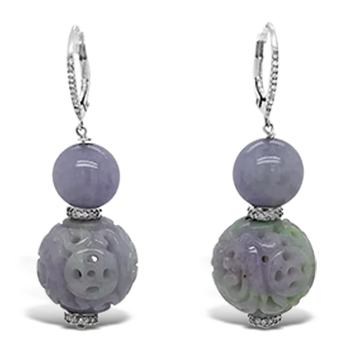 ladies silver earrings ruby stones -Lavender Jade Dangle Earrings