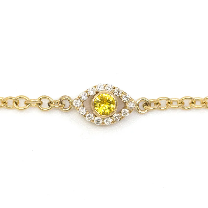 Ladies dull matte bracelets -Apotropaic Evil Eye Yellow Sapphire & Diamond Bracelet