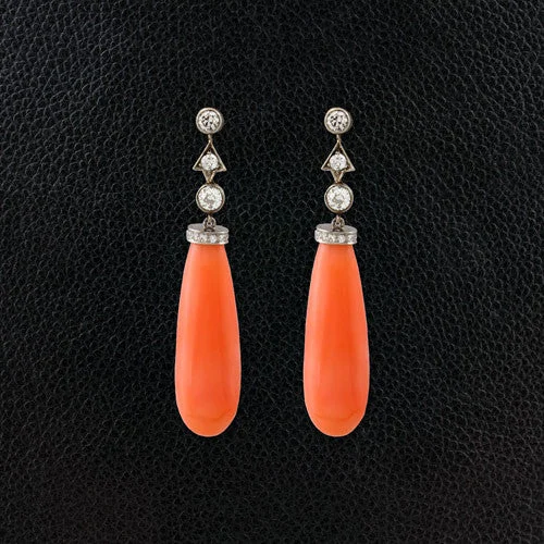 rose gold oval earrings for women -Angel Skin Coral Estate Earrings