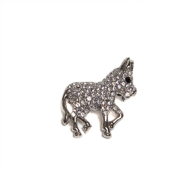 leaf design brooch for women -Sparkling Diamante Donkey Brooch