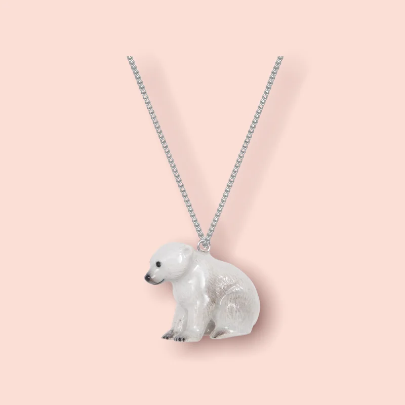 Ladies passion gleam necklaces -Polar Bear Pendant Necklace by And