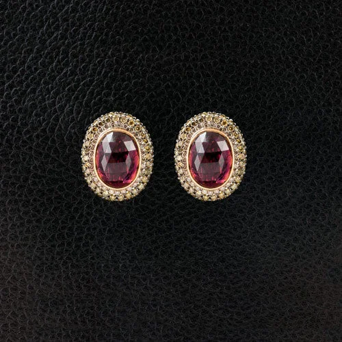 beaded drop earrings for women -Tourmaline & Diamond Earrings