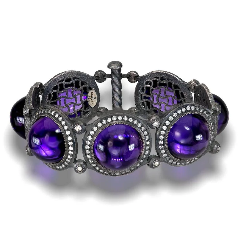 Ladies energy balance bracelets -Silver Symbolica Bracelet with Japanese Amethyst, Topaz