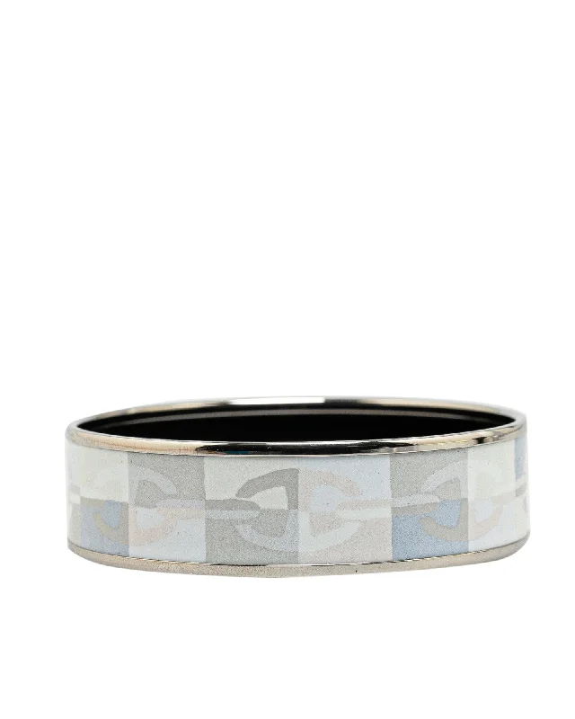 Ladies quest shine bracelets -Wide Enamel Chaine dAncre Bangle with Palladium-Plated Body