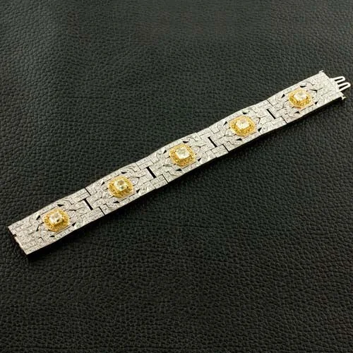 Ladies energy balance bracelets -Yellow & White Diamond Bracelet