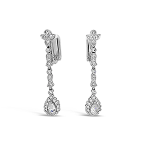 ladies silver earrings iolite stones -Diamond Dangle Estate Earrings