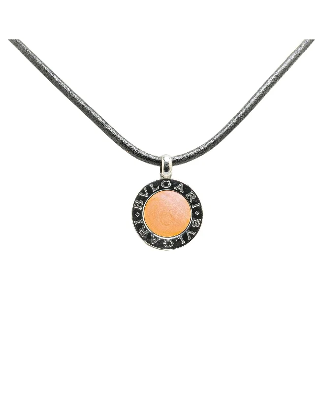 Ladies cozy fall necklaces -Stainless Steel Shell Pendant Choker Necklace with Leather Strap