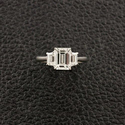 ripple texture rings for women -Emerald cut Diamond Engagement Ring