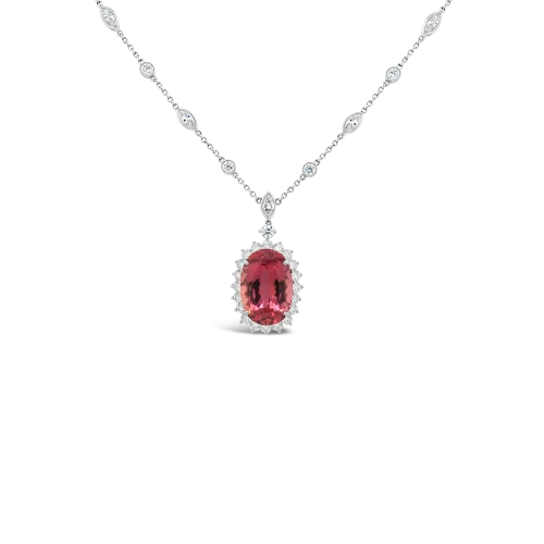 Ladies ruby red necklaces -Topaz & Diamond Estate Tiffany Necklace