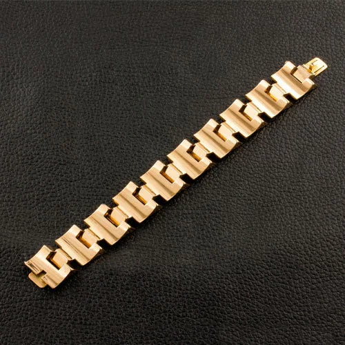 Ladies bold modern bracelets -Yellow Gold Estate Bracelet