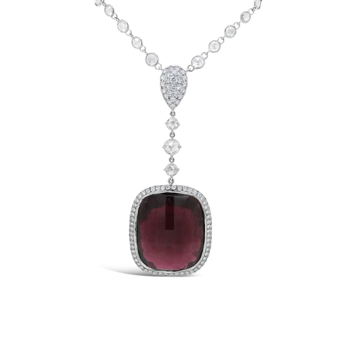 Ladies faith cross necklaces -Rubellite & Diamond Necklace