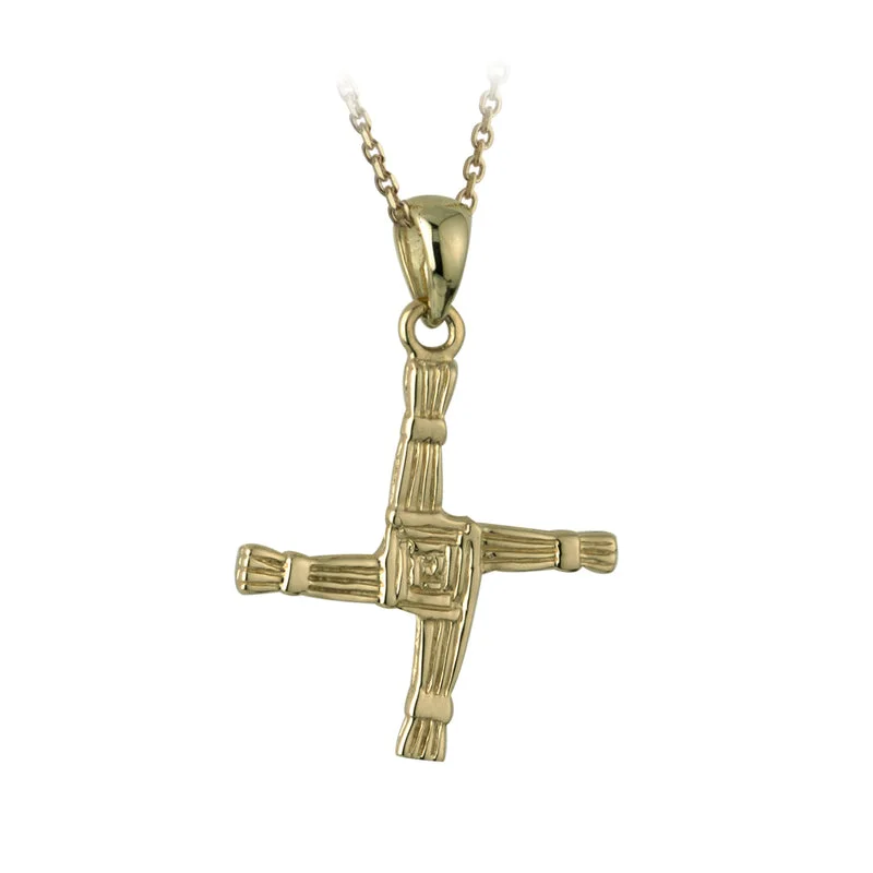 Ladies flutter butterfly necklaces -14k Gold Double Sided St Brigid's Celtic Cross Necklace