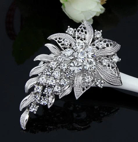 tribal brooch for women unique -Brooch Rhinestone Flower BR-902