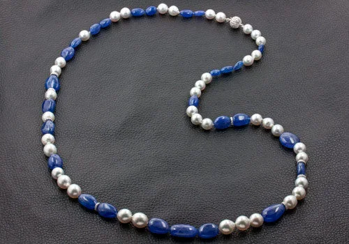 Ladies work-ready necklaces -Tanzanite, Pearl & Diamond Necklace