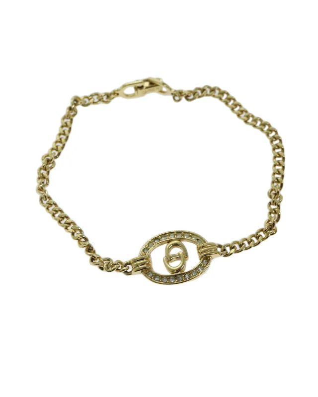 Ladies special occasion bracelets -Gold Metal Christian Dior Bracelet - 7.7 inch