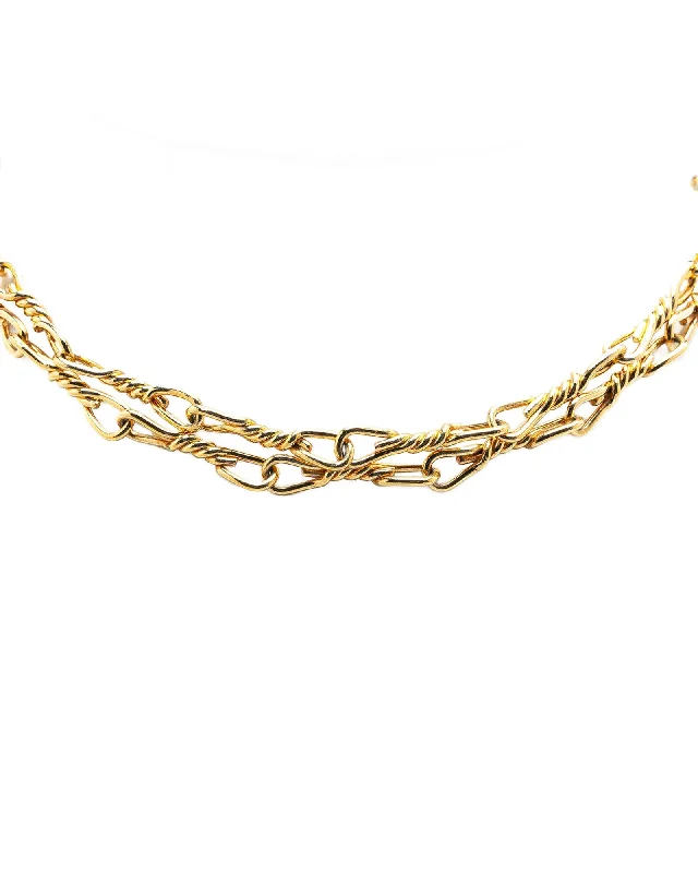 Ladies rebel punk necklaces -Gold Plated Double Chain Necklace