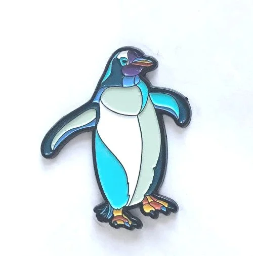 gold sun motif brooch for women -Little Blue Penguin Art Brooch / Pin (1 1/2" Tall)