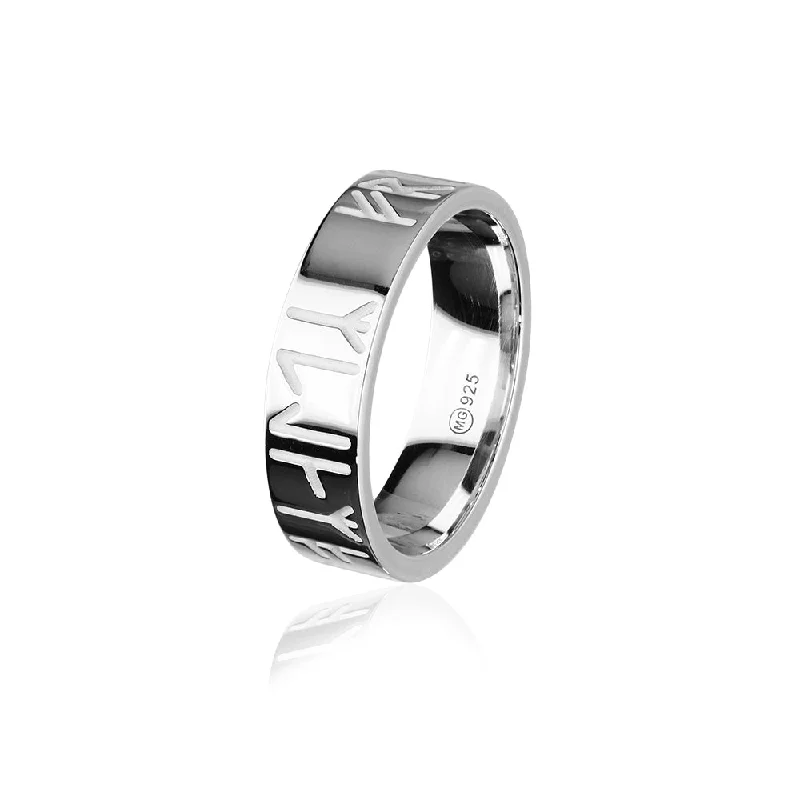 minimalist ring designs for women -Runic Silver Ring XR262