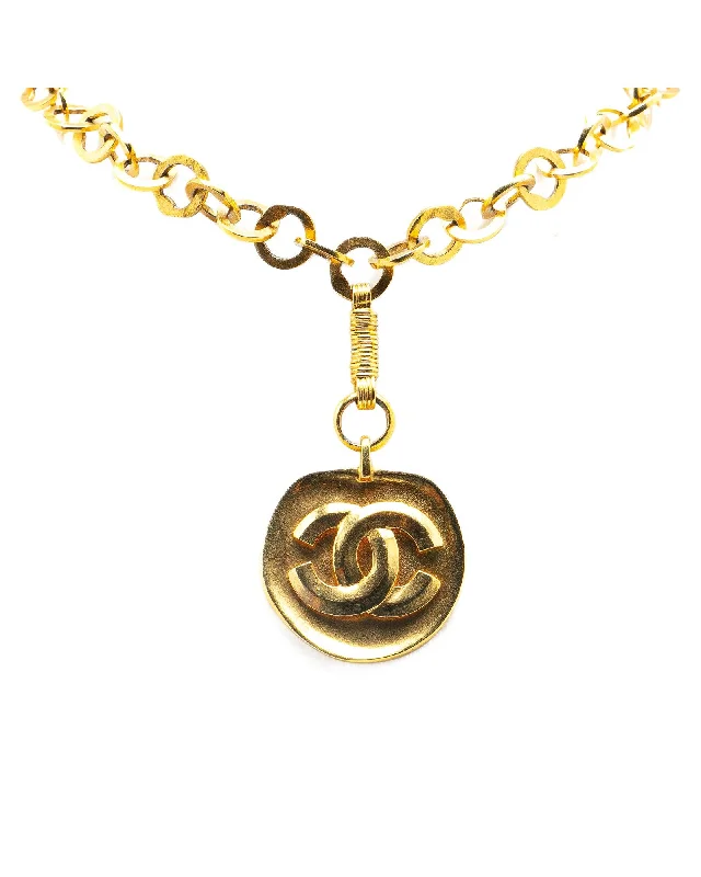 Ladies cultural charm necklaces -Gold Plated Pendant Necklace with Hook Closure