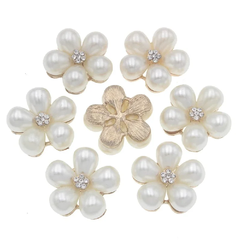 long brooch for women statement -Flower Pearl Rhinestone Brooch BR-200