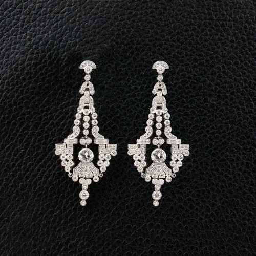 lattice pattern earrings for women -Diamond Chandelier Earrings