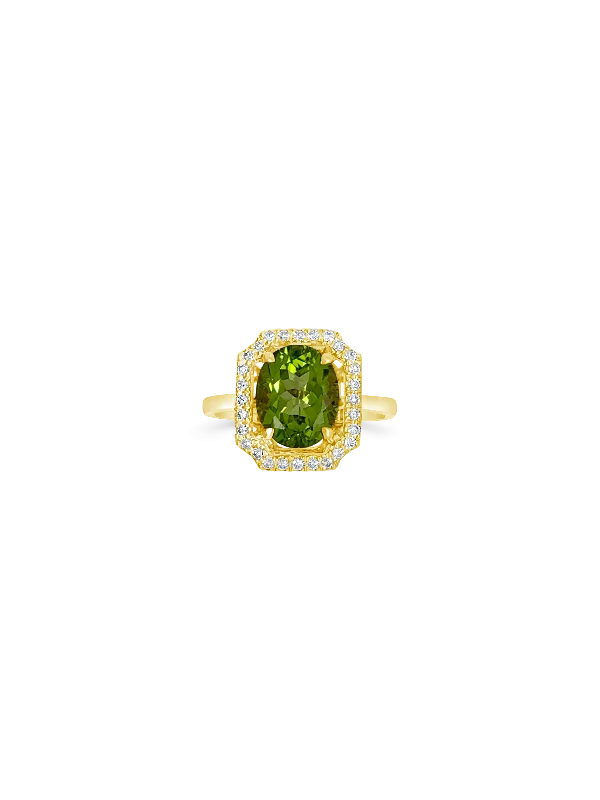 Peridot & Diamond Ring