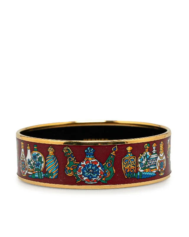 Ladies fun charm bracelets -Printed Enamel Gold Bangle Bracelet