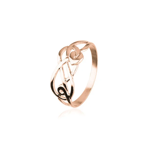 rose gold initial rings for women -Art Nouveau Rose Gold Ring RR100