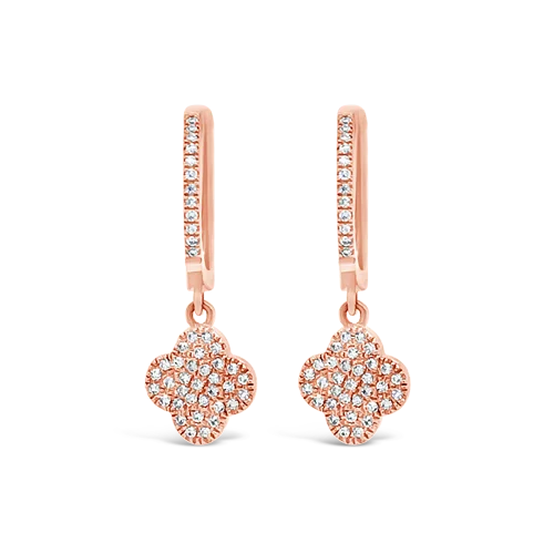 ladies dangle earrings with diamonds -Diamond Clover Dangle Earrings