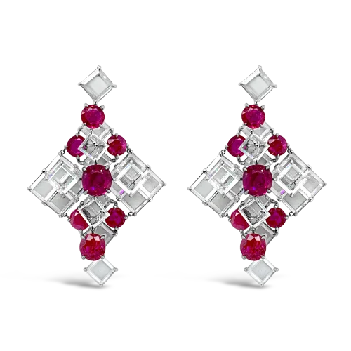 elegant drop earrings for women gifts -Ruby & Diamond Dangle Earrings