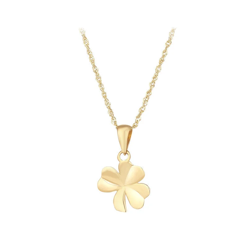 Ladies stylish choker necklaces -14K Gold Small Shamrock Necklace