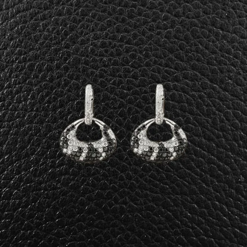 minimalist link earrings for women -Black & White Diamond Earrings