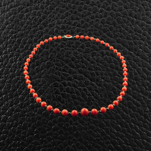 Ladies unique designer necklaces -Red Coral & Black Diamond Necklace