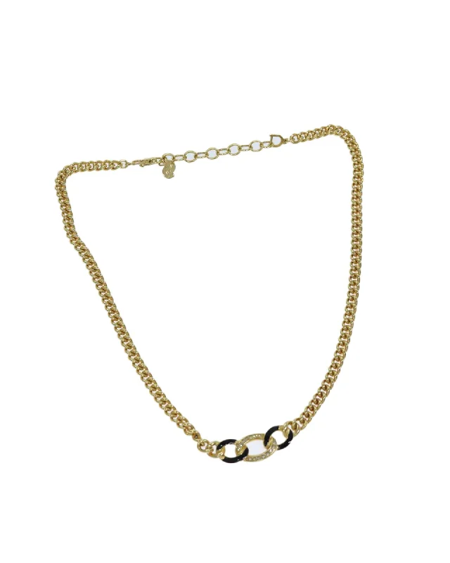 Ladies lustrous crystal necklaces -Gold-Tone Metal Necklace with Slight Scratches