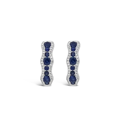 ladies gem earrings family themes -Sapphire & Diamond Hoop Earrings