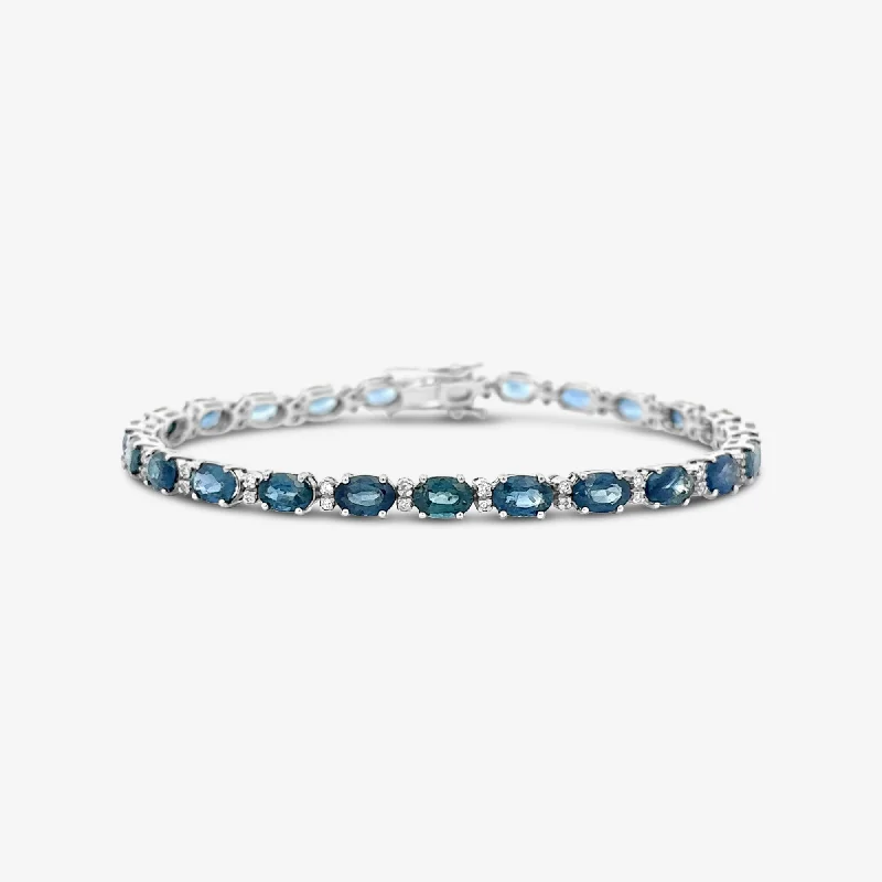 Ladies pixie glow bracelets -Oval Shaped Sapphire & Diamond Classic Bracelet