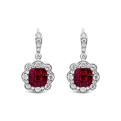 cross design earrings for women -Ruby & Diamond Dangle Earrings