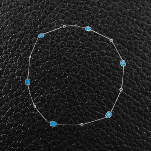 Ladies loose lariat necklaces -Blue Topaz & Diamond Necklace