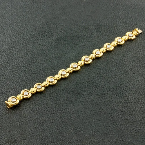 Ladies glint charm bracelets -Gold & Diamond Estate Bracelet