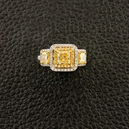 ladies white gold rings elegant -Yellow Diamond Ring