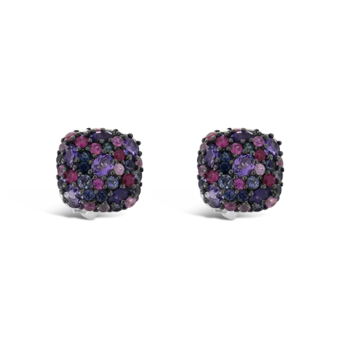 ladies rose gold earrings hearts -Amethyst, Iolite and Sapphire Earrings