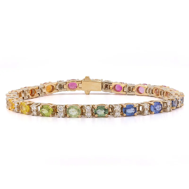 Ladies tailored custom bracelets -Sapphires Rubies & Diamonds Rainbow Bracelet