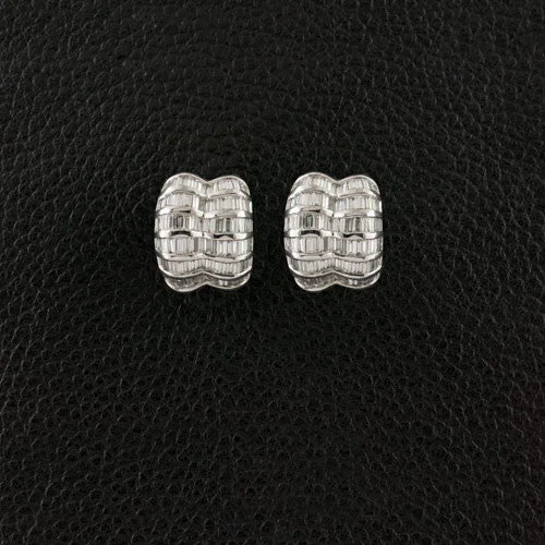 chain fringe earrings for women -Baguette Diamond Earrings