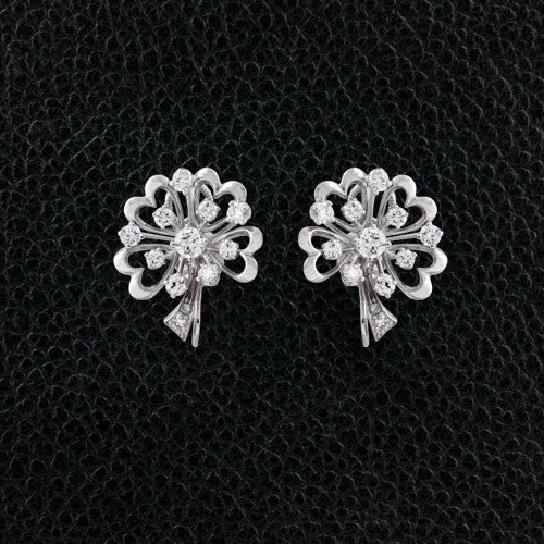 bubble texture earrings for women -Diamond Hearts & Flowers Earrings