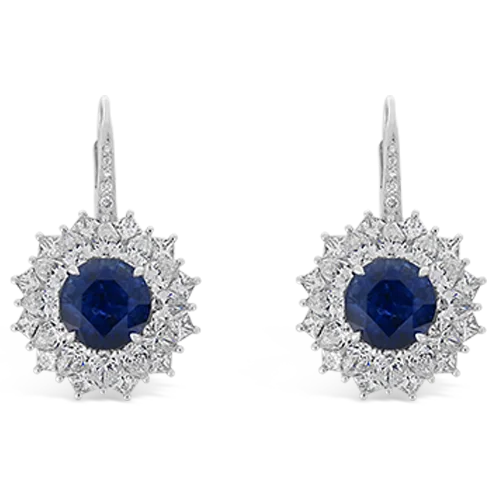 ladies gold earrings for daily wear -Sapphire & Diamond Dangle Earrings