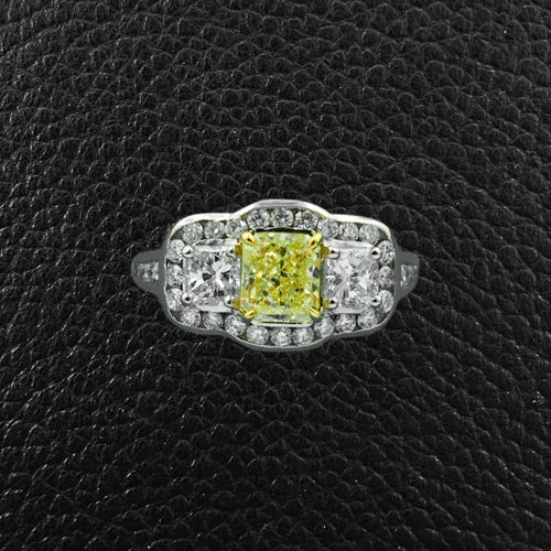 adjustable ladies rings with bands -Yellow & White Diamond Ring