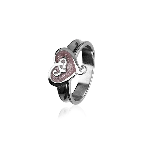 double band rings for women -Hearts Silver Ring ER140